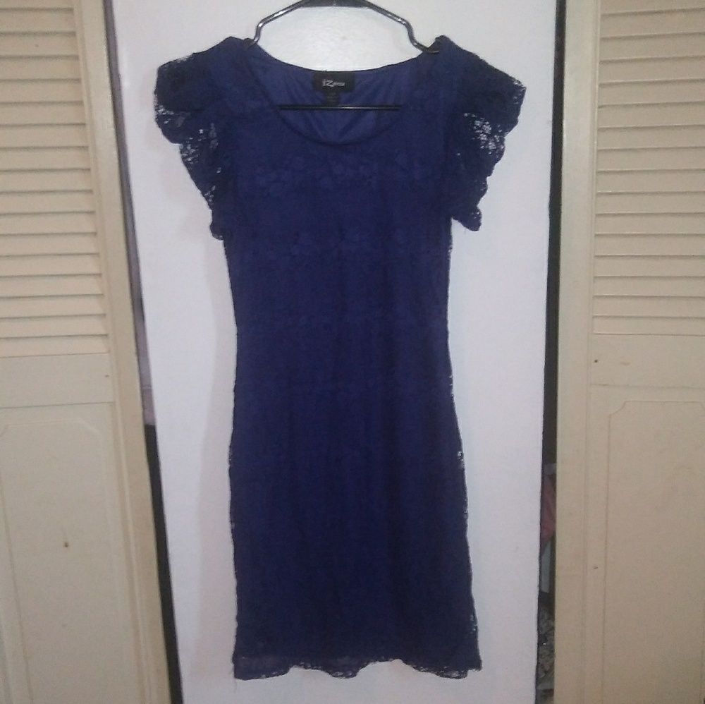 Navy Blue Lace Flowy Dress Sz XS
